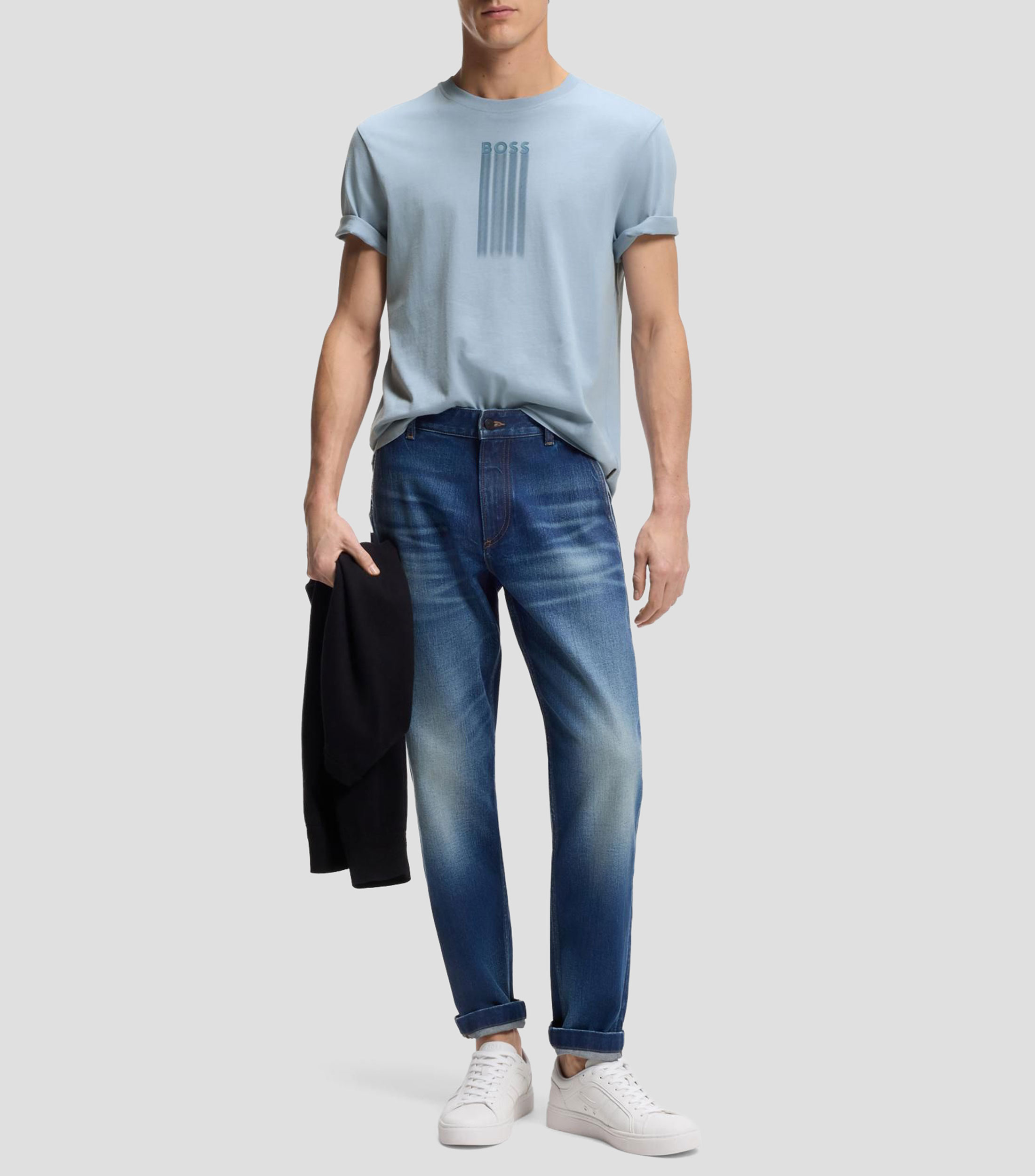 Playera de punto de algodón con logo de diseño Hombre